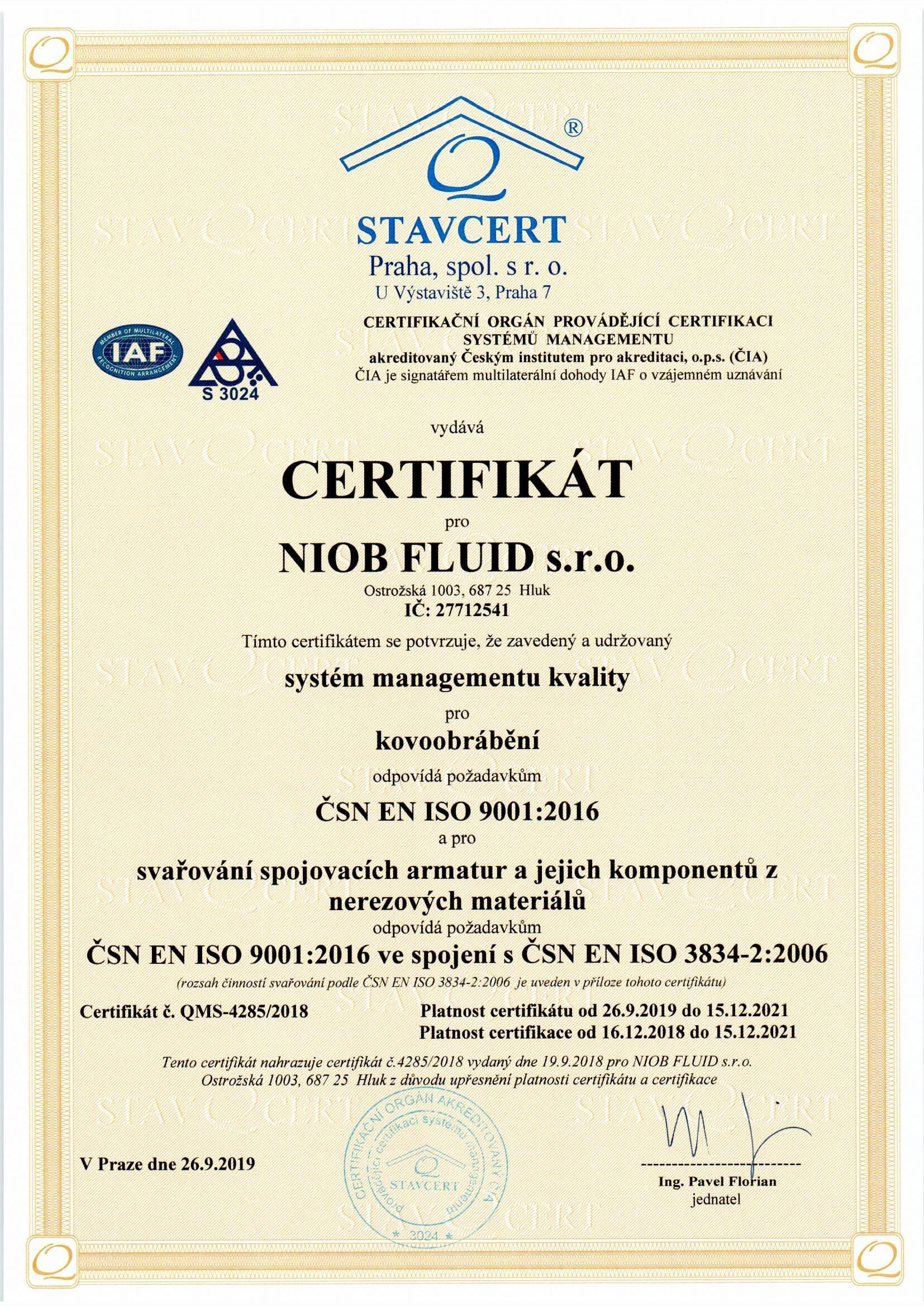 ISO 9001 / ISO 3834 (CZ)